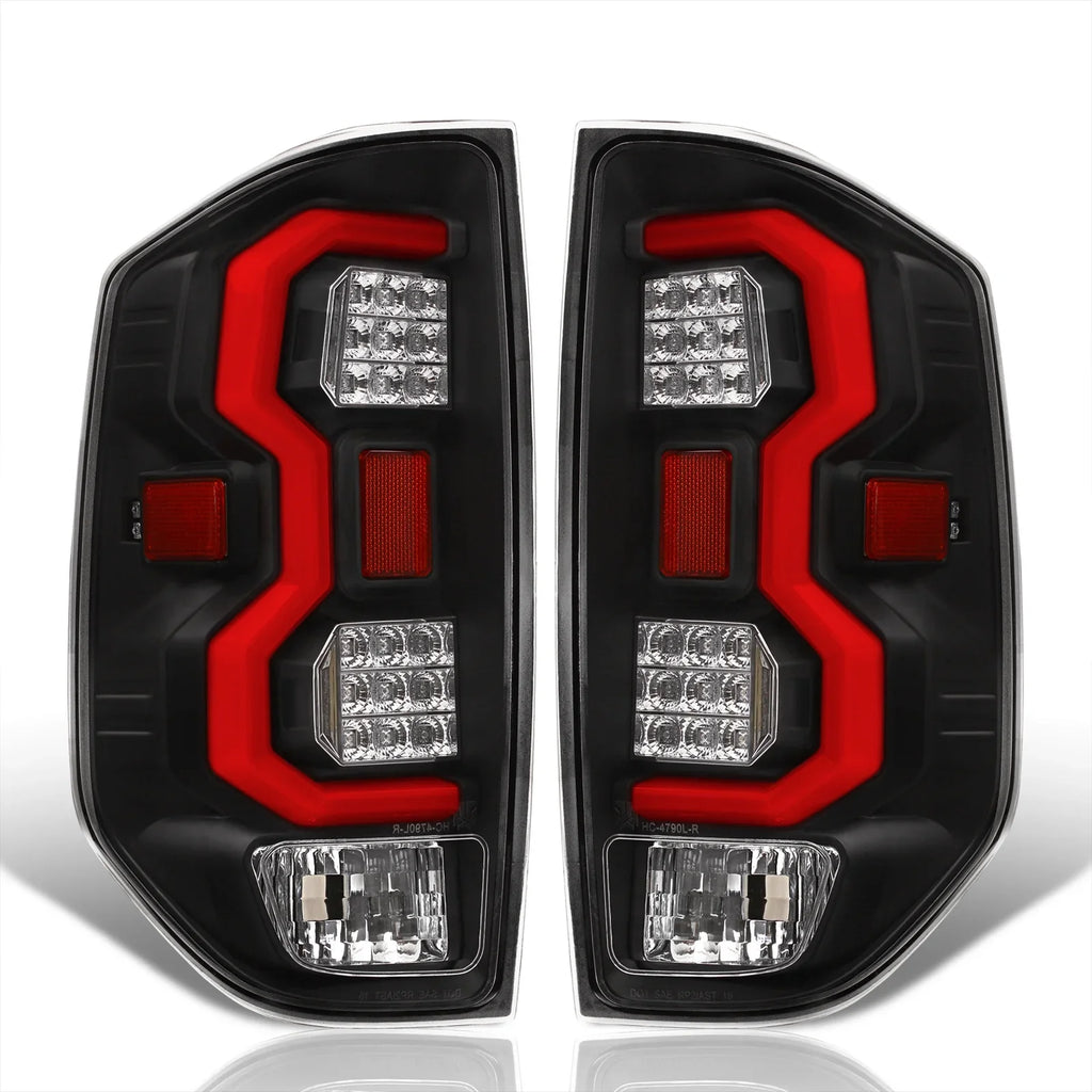 AJP Distributors Black Housing Clear Lens Red Tube LED Tail Lights Brake Stop Signal Lamps Pair Fitting For Toyota Tundra 2014 2015 2016 2017 2018 2019 2020 2021 14 15 16 17 18 19 20 21