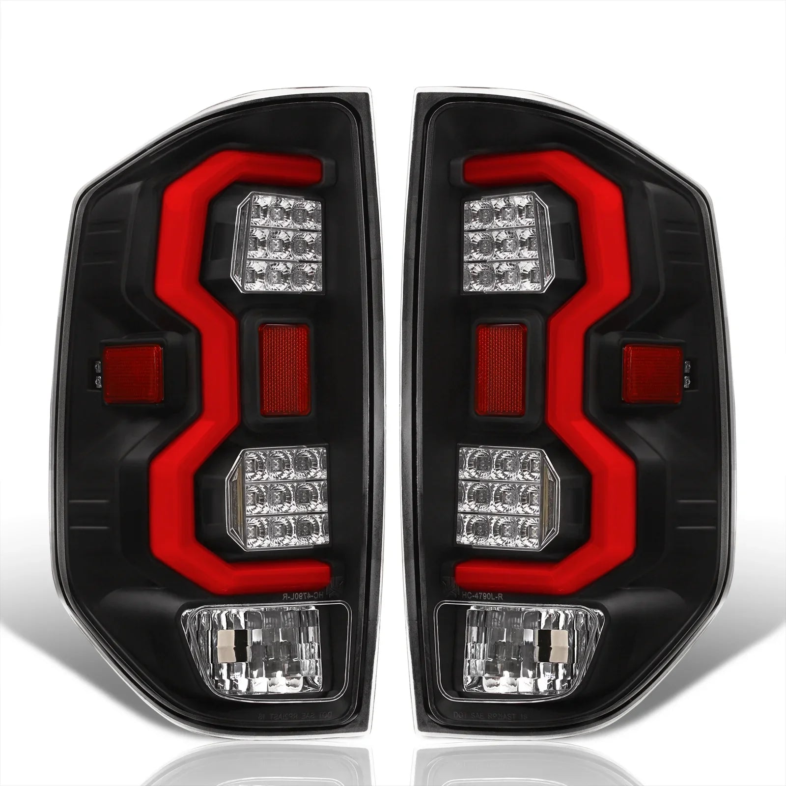 AJP Distributors Black Housing Clear Lens Red Tube LED Tail Lights Brake Stop Signal Lamps Pair Fitting For Toyota Tundra 2014 2015 2016 2017 2018 2019 2020 2021 14 15 16 17 18 19 20 21