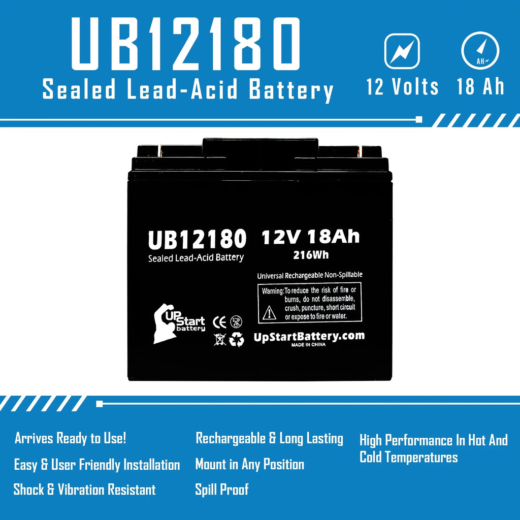 5x Pack - Fitting EAGLE PICHER BATTERIES CF12V18 Battery - Replacement UB12180 Universal Sealed Lead Acid Battery (12V, 18Ah, 18000mAh, T4 Terminal, AGM, SLA)