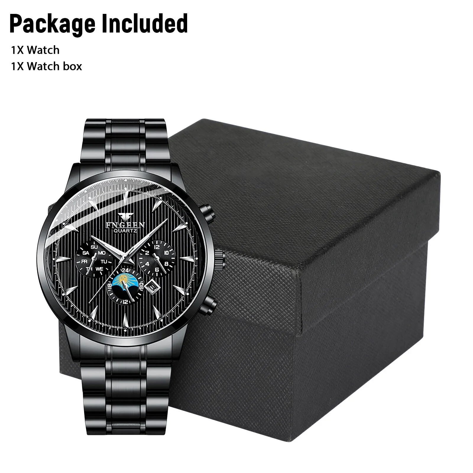 Waterproof Men's Watch Relojes De Hombre Stainless Steel Quartz Classic Luminous