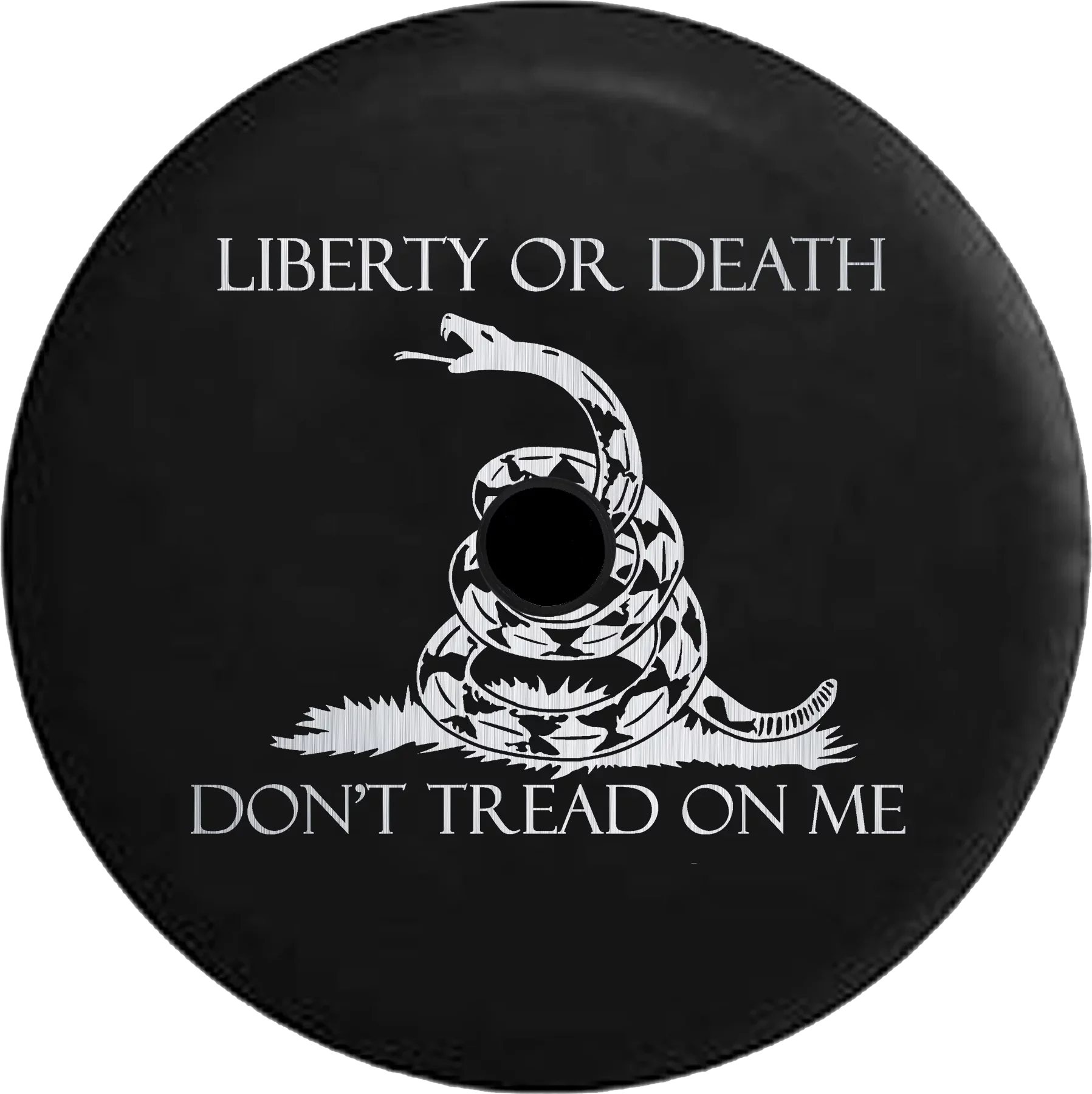 2018 2019 Wrangler JL Backup Camera Liberty or Death Don't Tread on Me Snake Brushed Steel Spare Tire Coating for Jeep RV 32 Inch