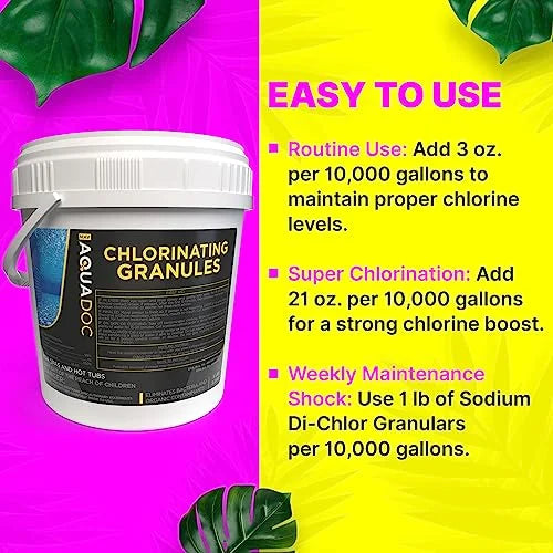 Pool Shock - Super Fast Acting Pool Chlorine Shock Treatment for Shocking Inground Pools and Above Ground Pools - This Shock Pool Treatment is a Excellent Swimming Pool Shock for Saltwater Pools - AquaDoc
