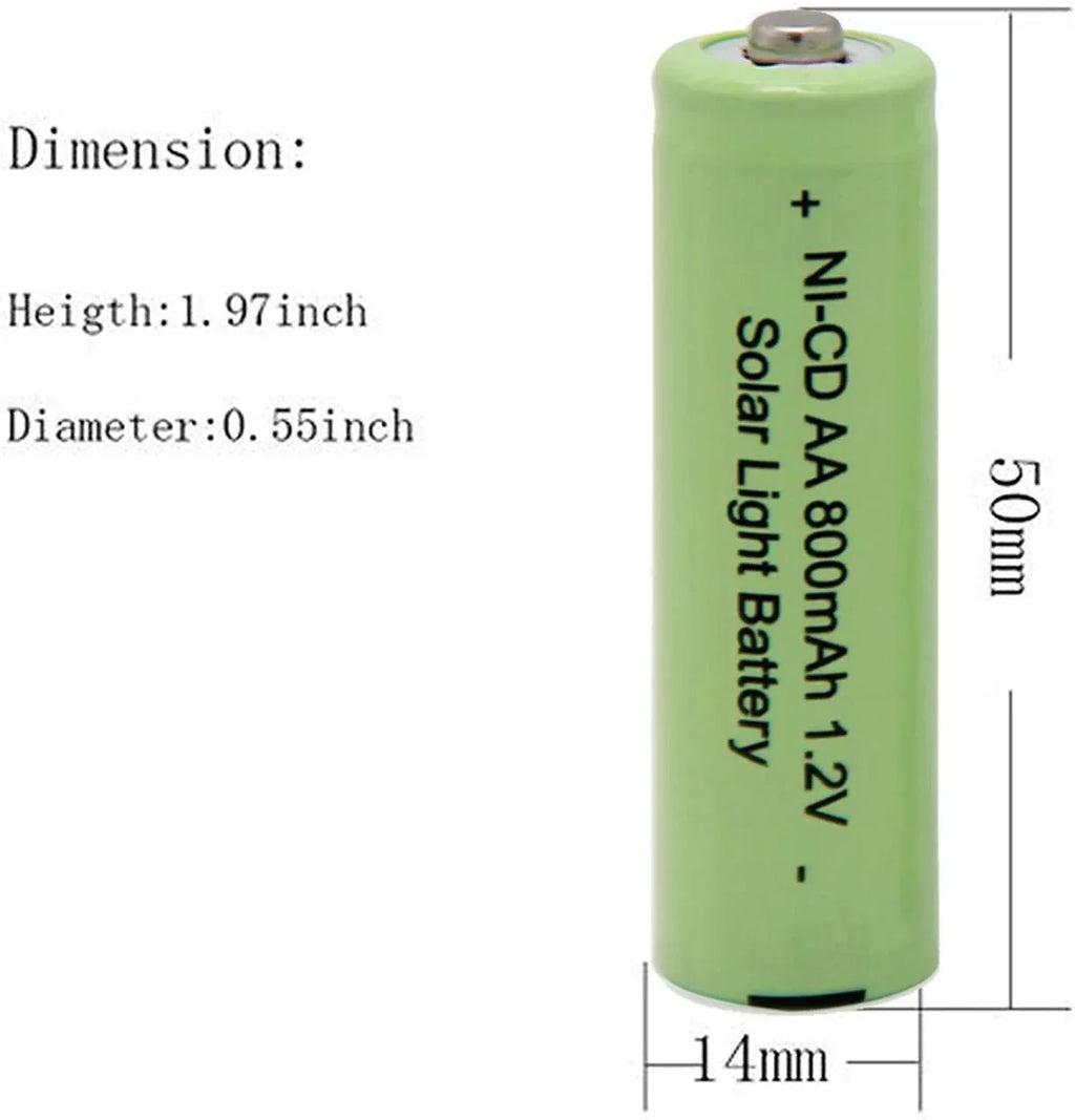 BAOBIAN AA NiCd 800mAh 1.2V Rechargeable Batteries for Outdoor Solar Garden Lights, Remotes, Mice Solar Light Batteries (8 PCS)
