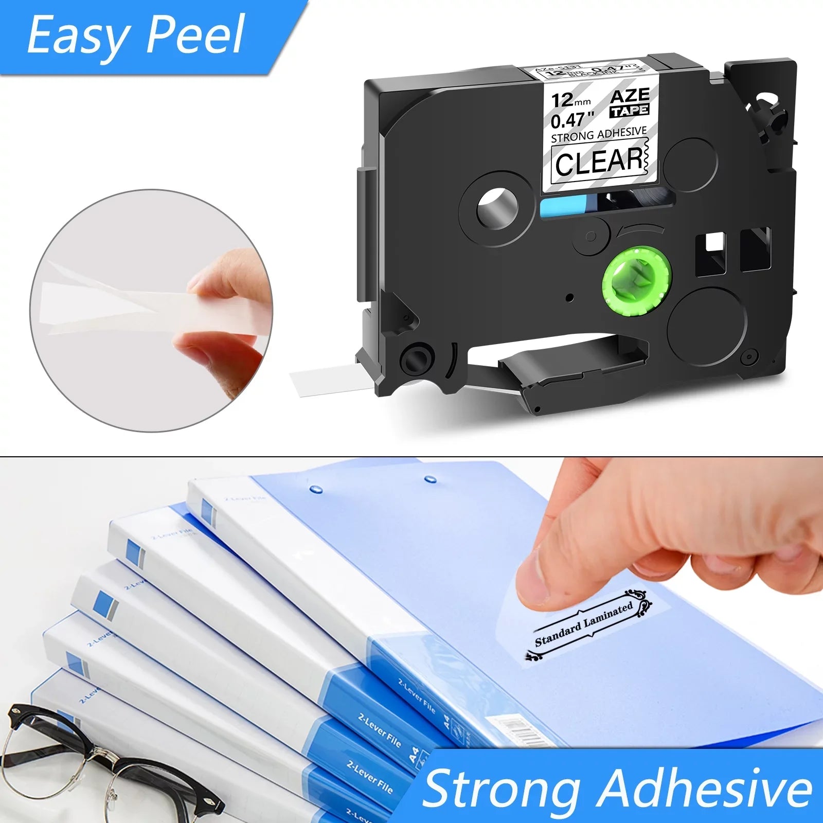 GREENCYCLE 20PK Fitting for Brother P-touch Black on Clear 12mm TZ TZe TZe-S131 TZ-S131 TZ-131 TZe-131 Extra Strength Laminated Label Tape