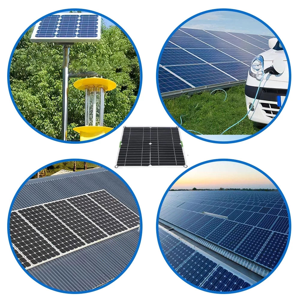 40W Solar Panel Kit 100A 12V Battery Charger With Controller for Car RV Vessel Home Roof Van Camping by DFITO