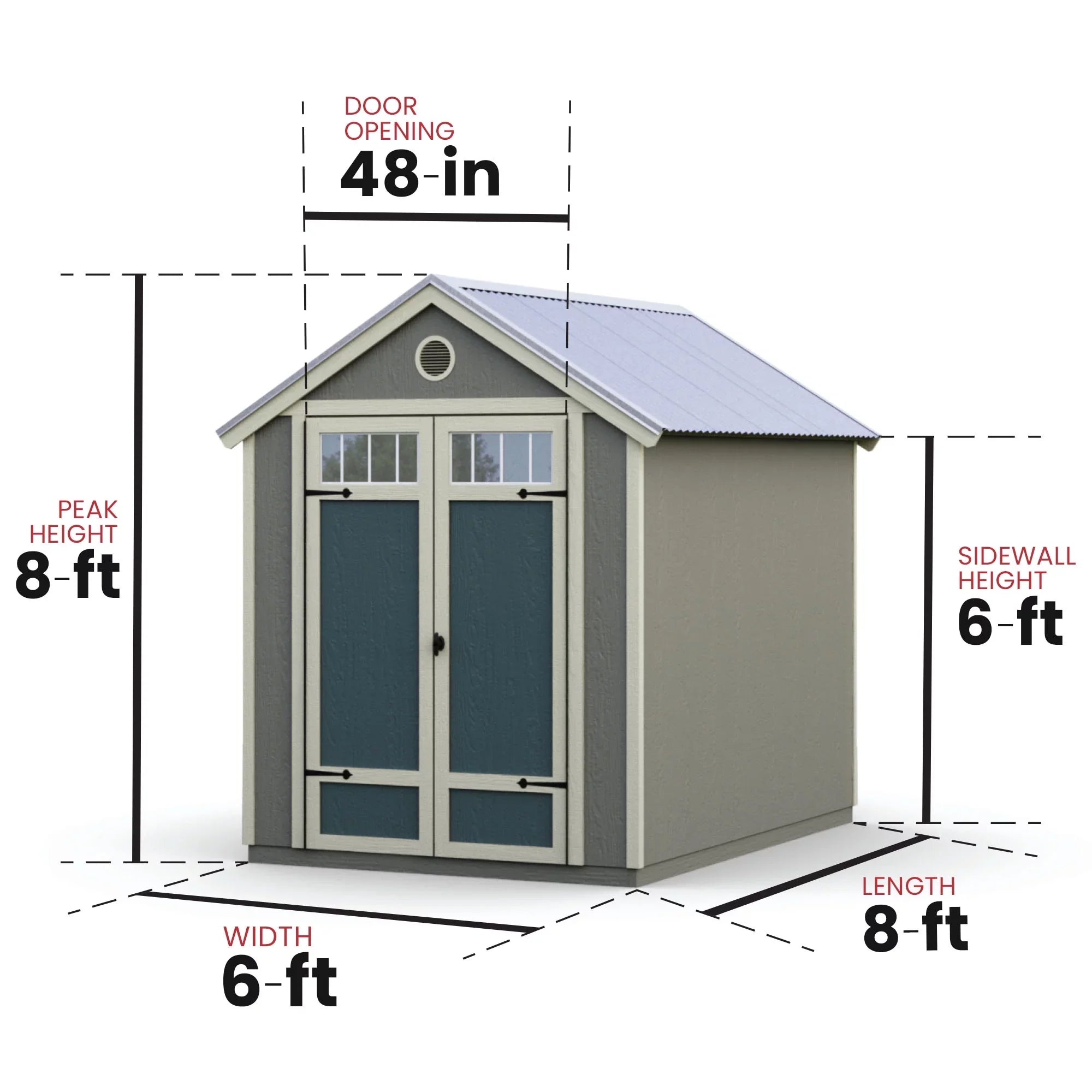 Handy Home Products Garden 6 ft. x 8 ft. Shed with Metal Roof (Floor Included)