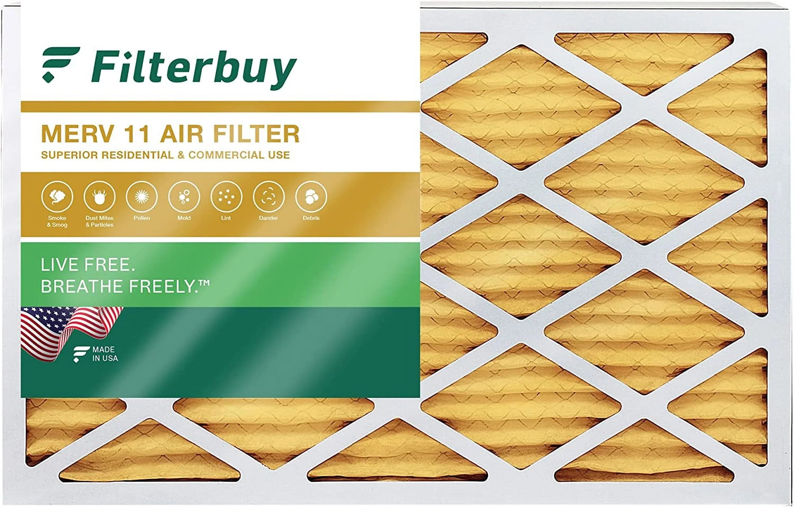 Filterbuy 18x30x1 MERV 11 Pleated HVAC AC Furnace Air Filters (1-Pack)