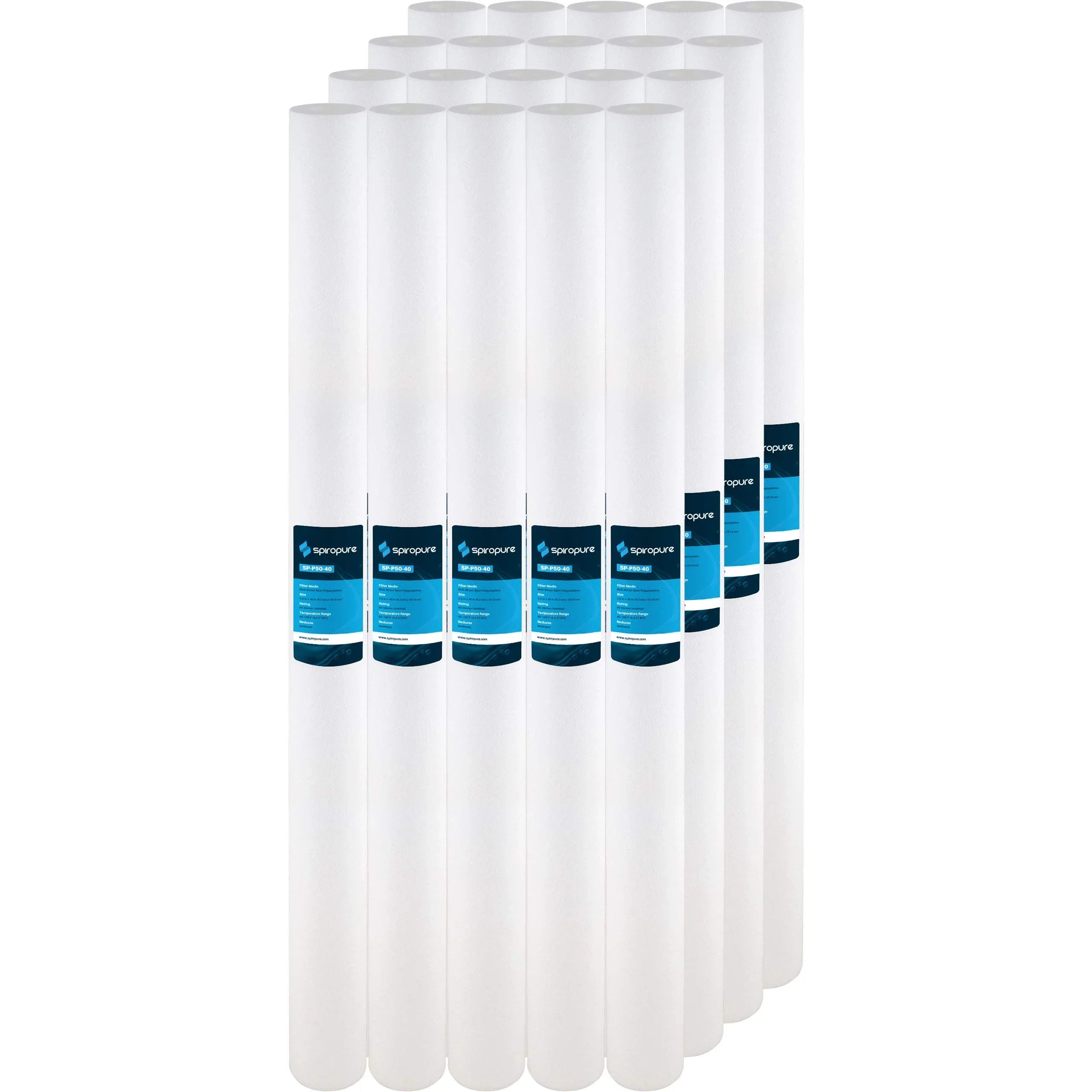 SpiroPure SP-P50-40 40x2.5 50 Micron Spun Melt-Blown Polypropylene Sediment Water Filter Cartridge SDC-25-4050 (Case of 20)