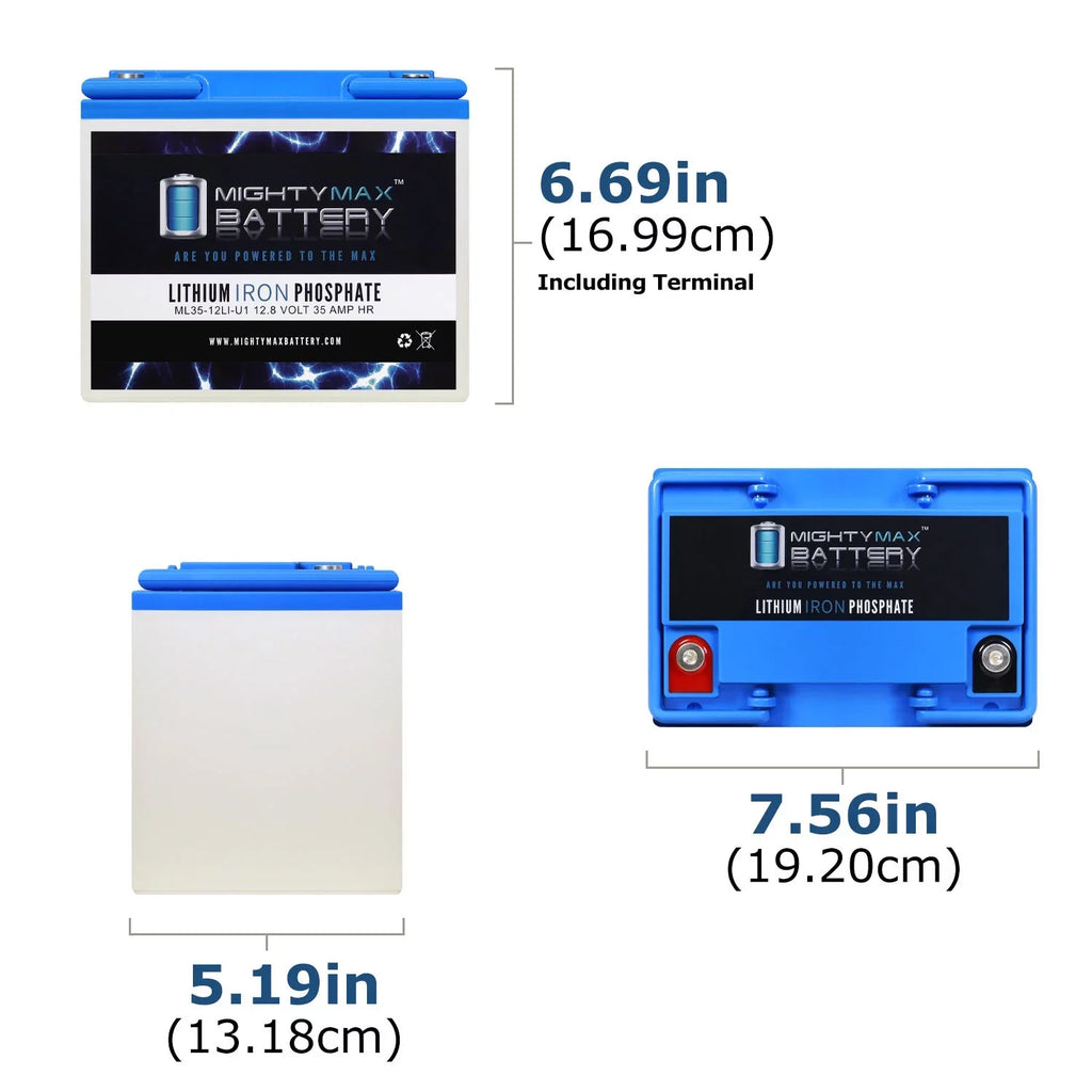 12V 35AH U1 Lithium Replacement Battery for Yamaha Rhino Utility Vehicle UTV