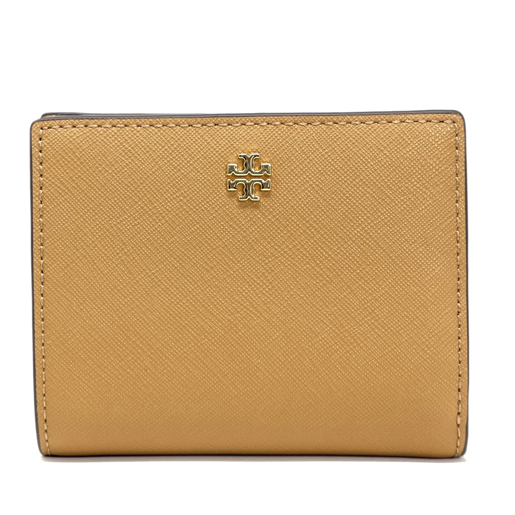 Tory Burch Emerson Colorblock Saffiano Leather Mini Wallet (Tiramisu / New Ivory)