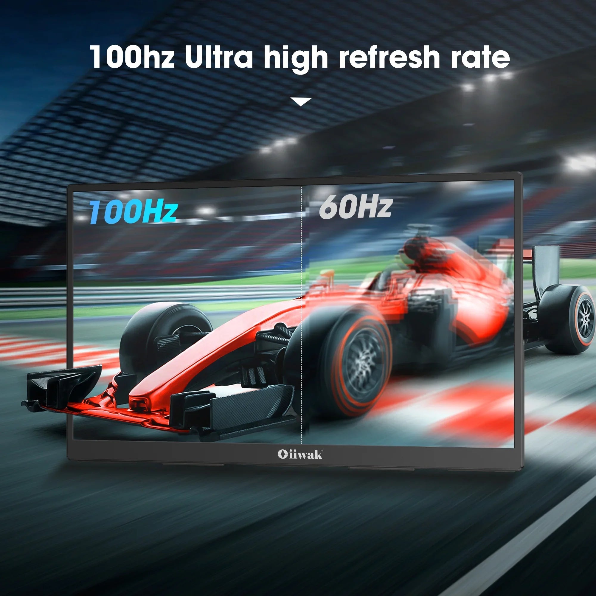 Oiiwak 18.5 inch Large Portable Monitor,100HZ Second Screen Extender for Laptop, 100% sRGB 1080P FHD IPS Frameless Travel Gaming Monitor, Dual Speakers, 180° Foldable Stand & VESA