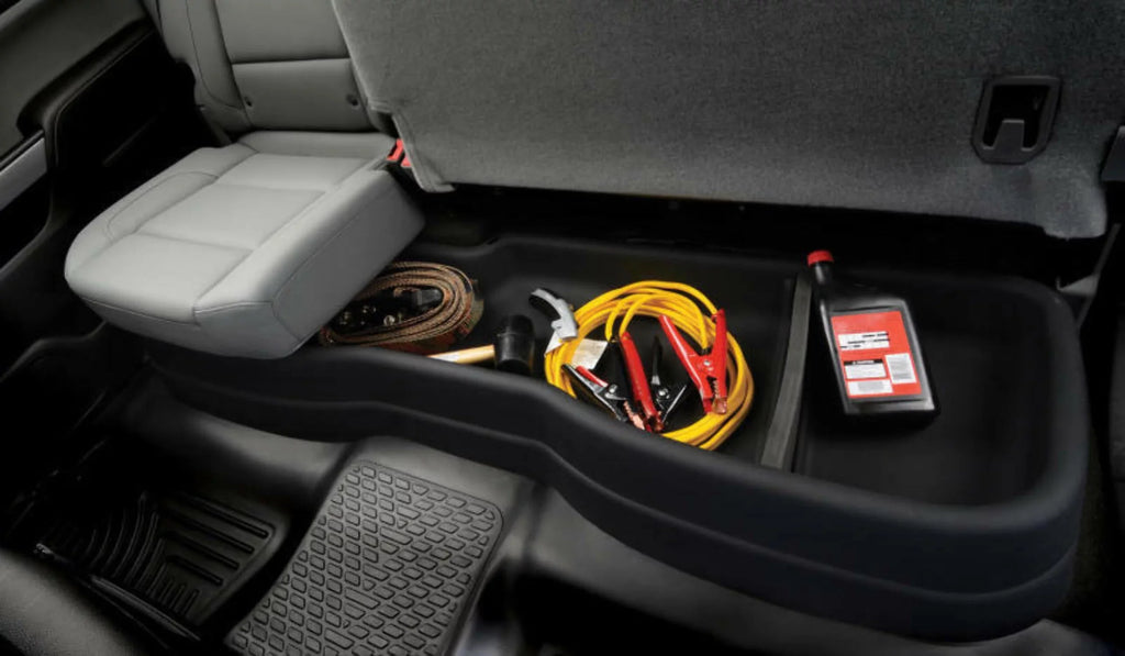 Husky by RealTruck - 9511 Fitting with 2014-19 Toyota Tundra Double Cab Gearbox Under Seat Storage Box Black
