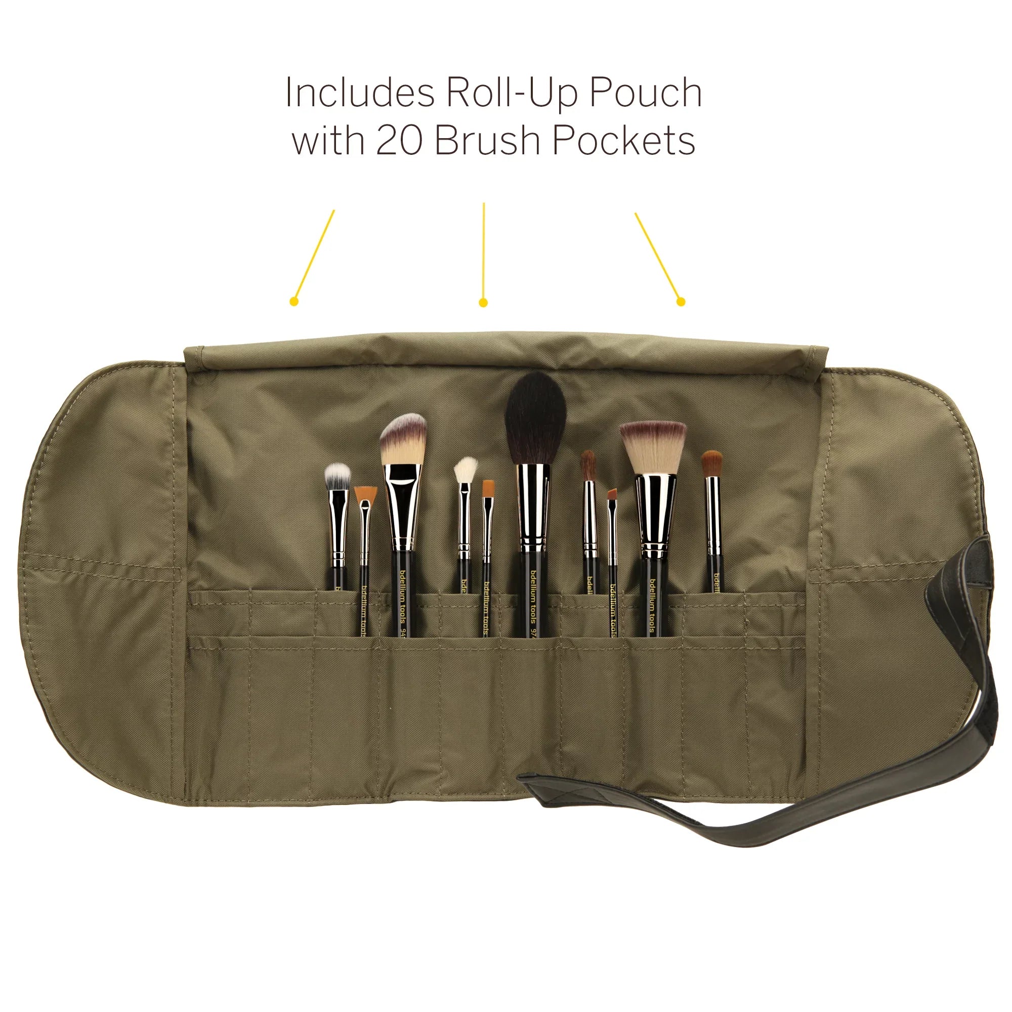 Bdellium Tools Professional Makeup Maestro Series The Key Essential 10pc. Brush Set with Roll-Up Pouch
