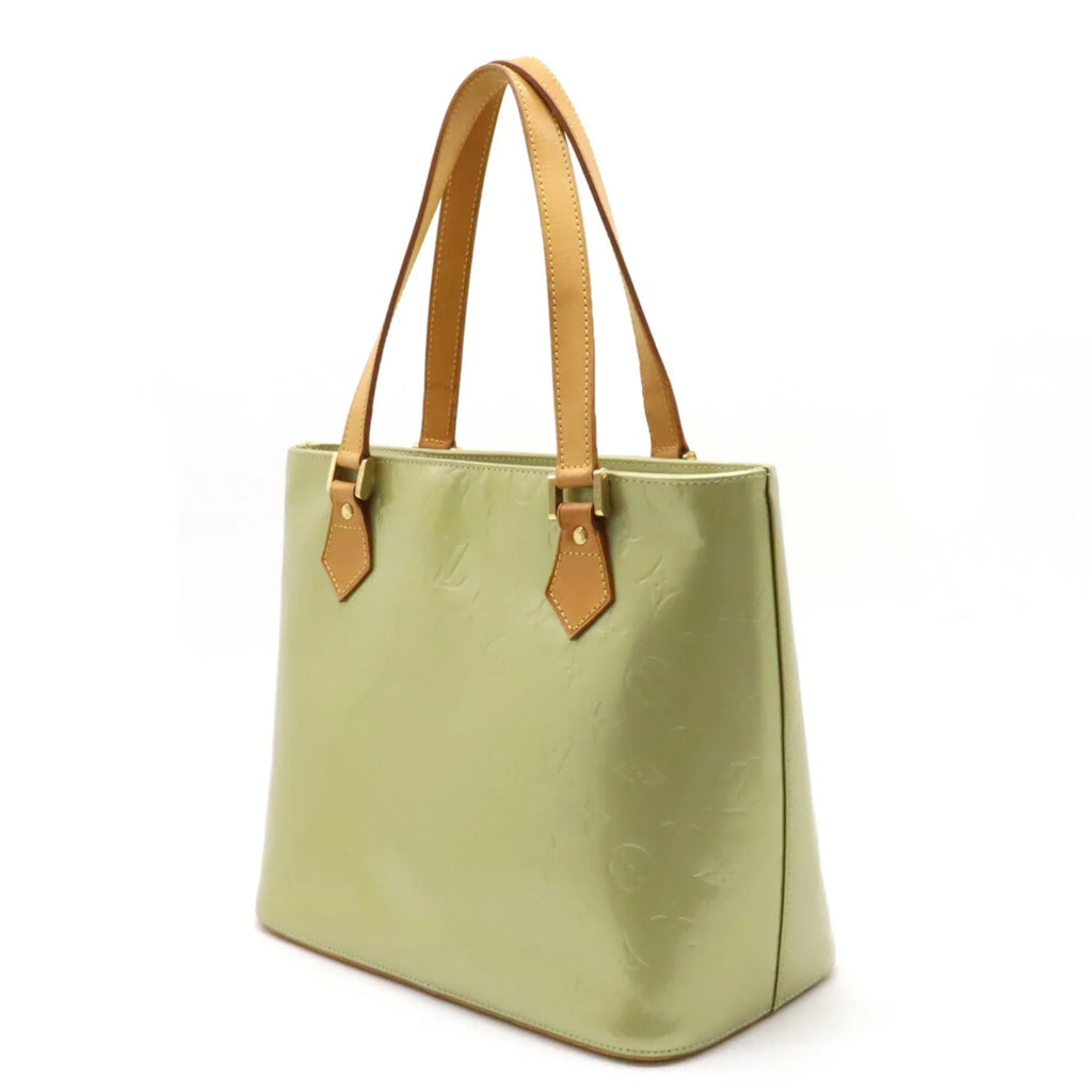 Pre-Owned LOUIS VUITTON Vernis Houston Tote Bag Handbag Baby Blue Green M91005 (Good)