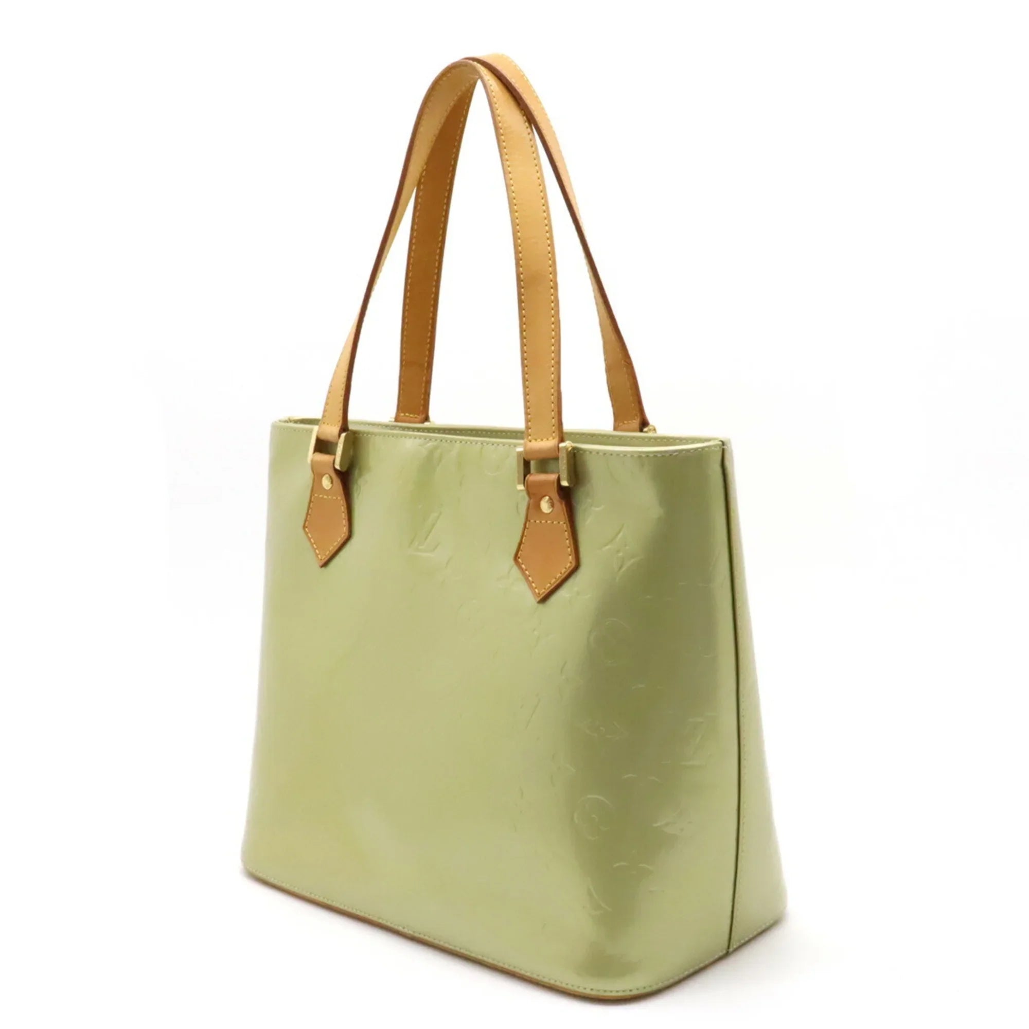Pre-Owned LOUIS VUITTON Vernis Houston Tote Bag Handbag Baby Blue Green M91005 (Good)