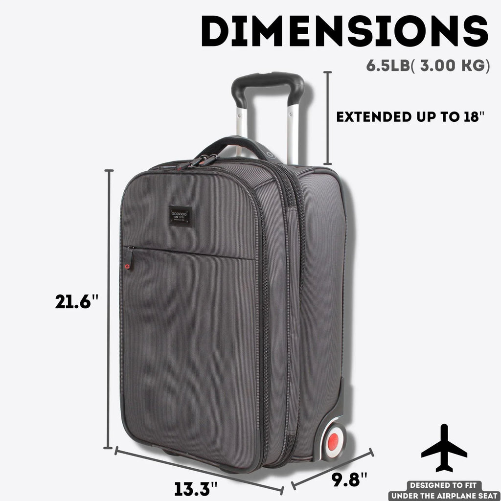 J World Bay Business Carry-on Rolling Backpack for Travel and Commute, Black