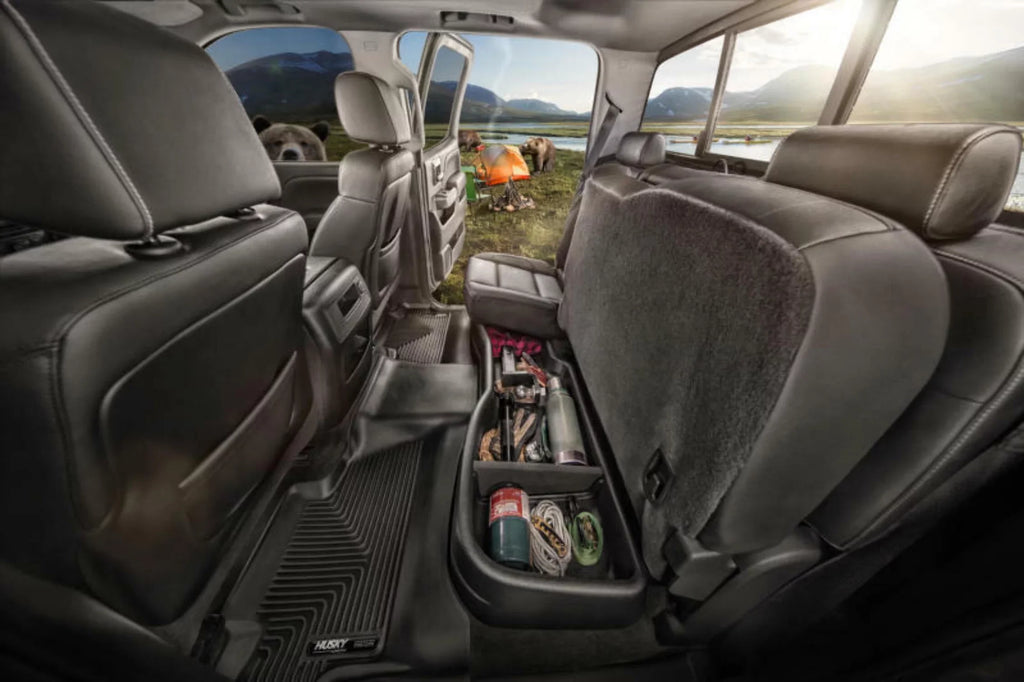 Husky by RealTruck - 9511 Fitting with 2014-19 Toyota Tundra Double Cab Gearbox Under Seat Storage Box Black