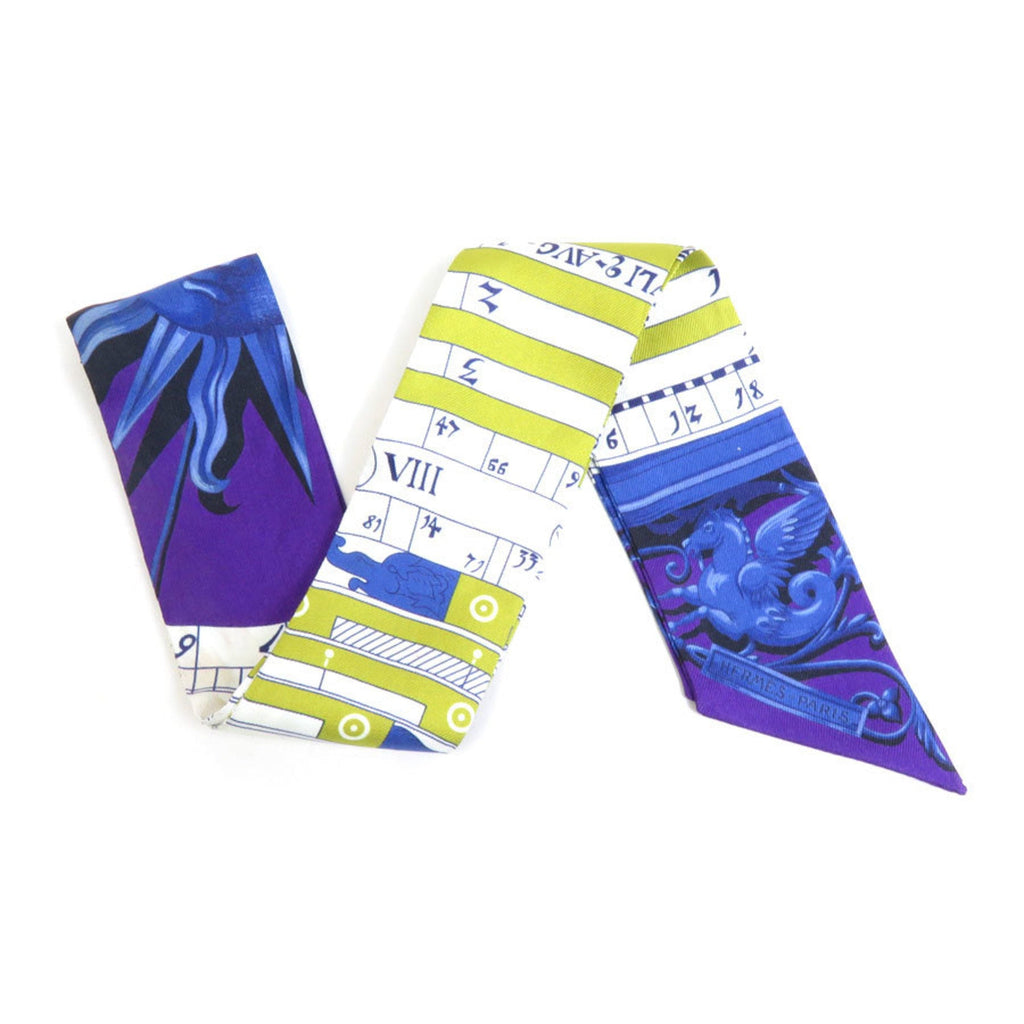 Pre-Owned HERMES Scarf Muffler Twilly Silk Purple/Multicolor Women's (Good)