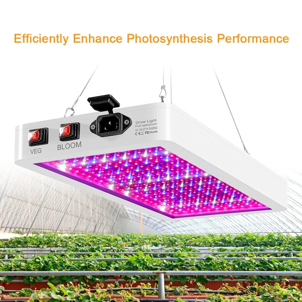 Gecheer 2000W Grow for Indoor Plants 312 LEDs Full Spectrum Veg and Bloom Dual Switch IP65 Waterproof Hanging Plant Growing Lamps for Seedlings Flowers Greenhouse