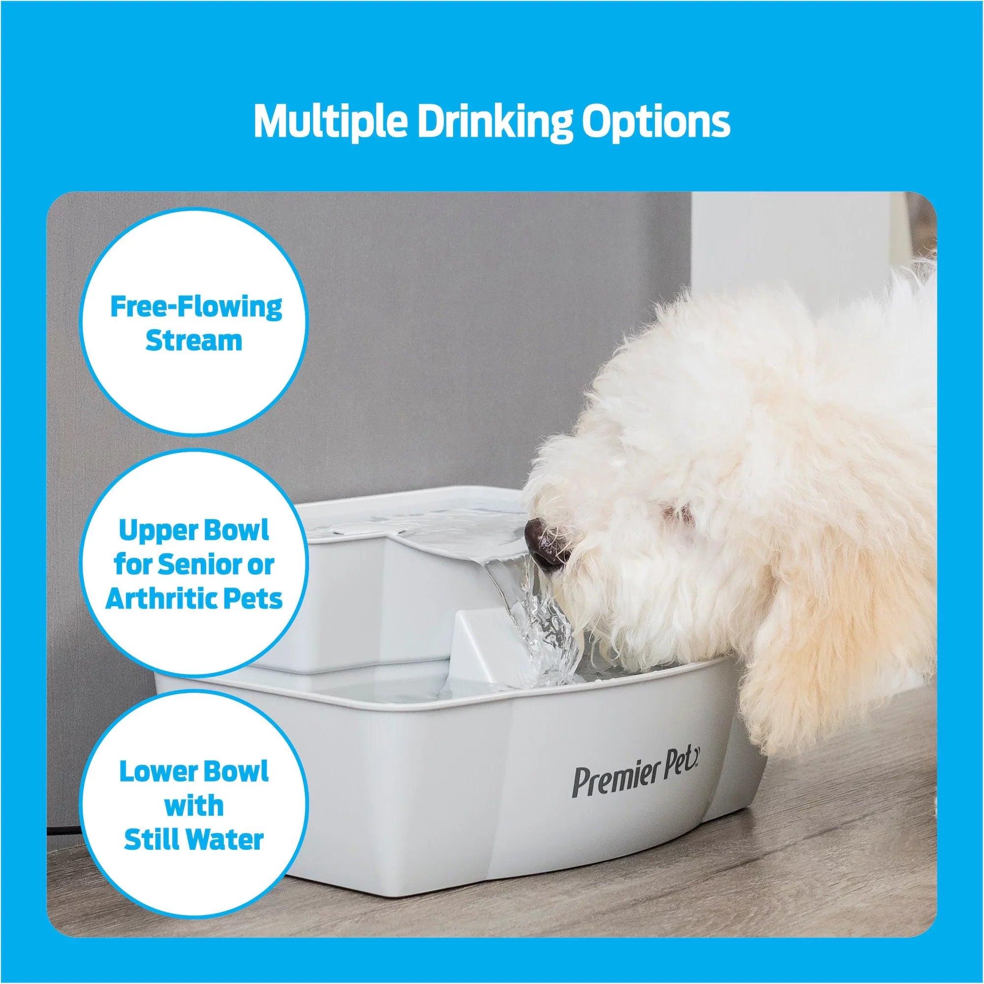 Premier Pet 100 oz. Pet Fountain - Automatic Water Fountain for Dogs and Cats