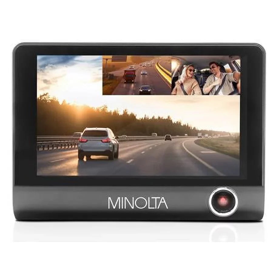 MNCD410T Full HD Front and Rear View 4" LCD Screen Dash Camera with 3-Channel Recording, Black
