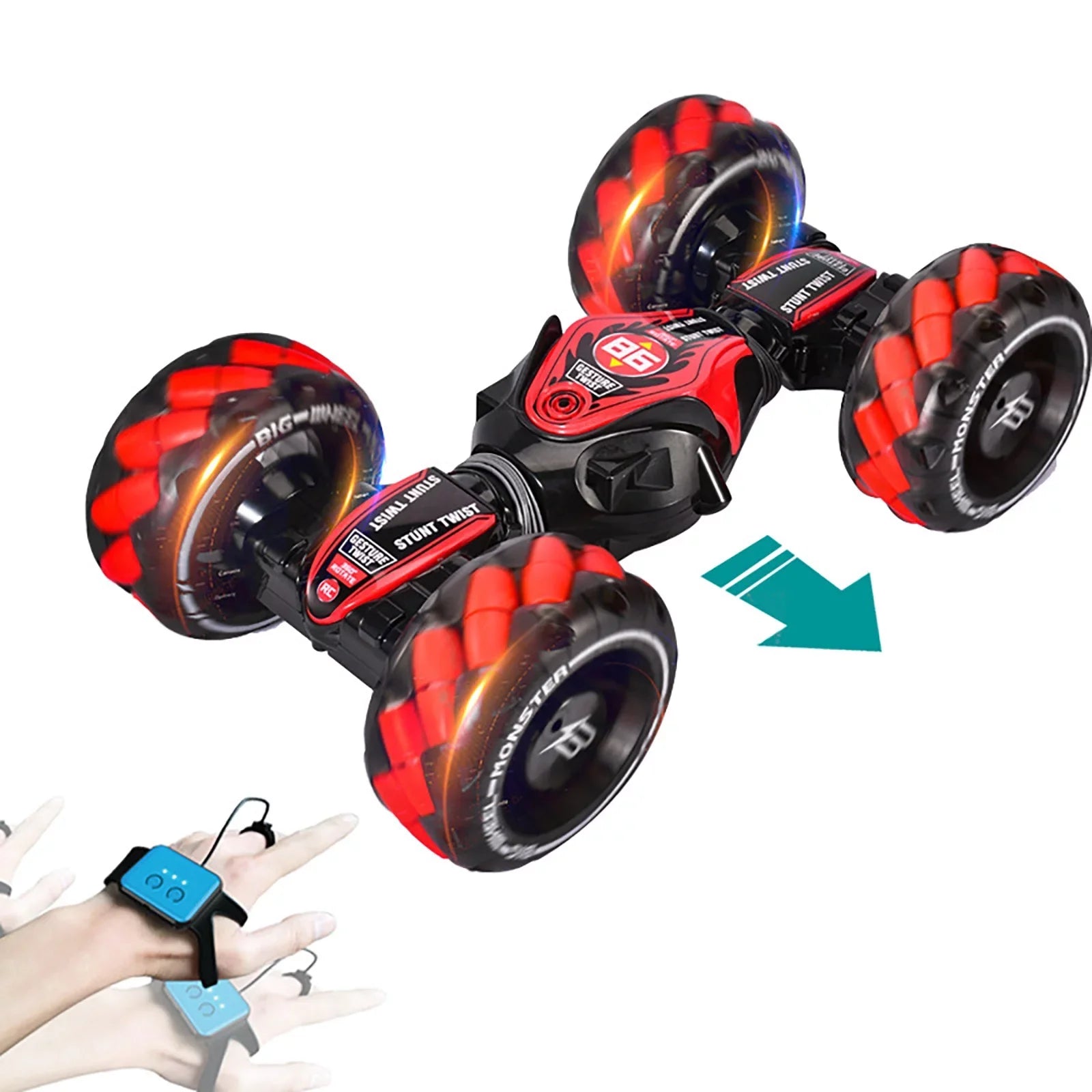 Remote Control Stunt Toy Car, 2.4G Gesture Sensing Remote Control Stunt Car With Four-Wheel Drive, Off-Road & Sports Status Car Toys For Boys Girls Toddlers Birthday
