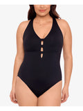 LAUREN RALPH LAUREN Women's Black Tummy Control Non-Removable Cups Cutout Scoop Neck One Piece Swimsuit 22W