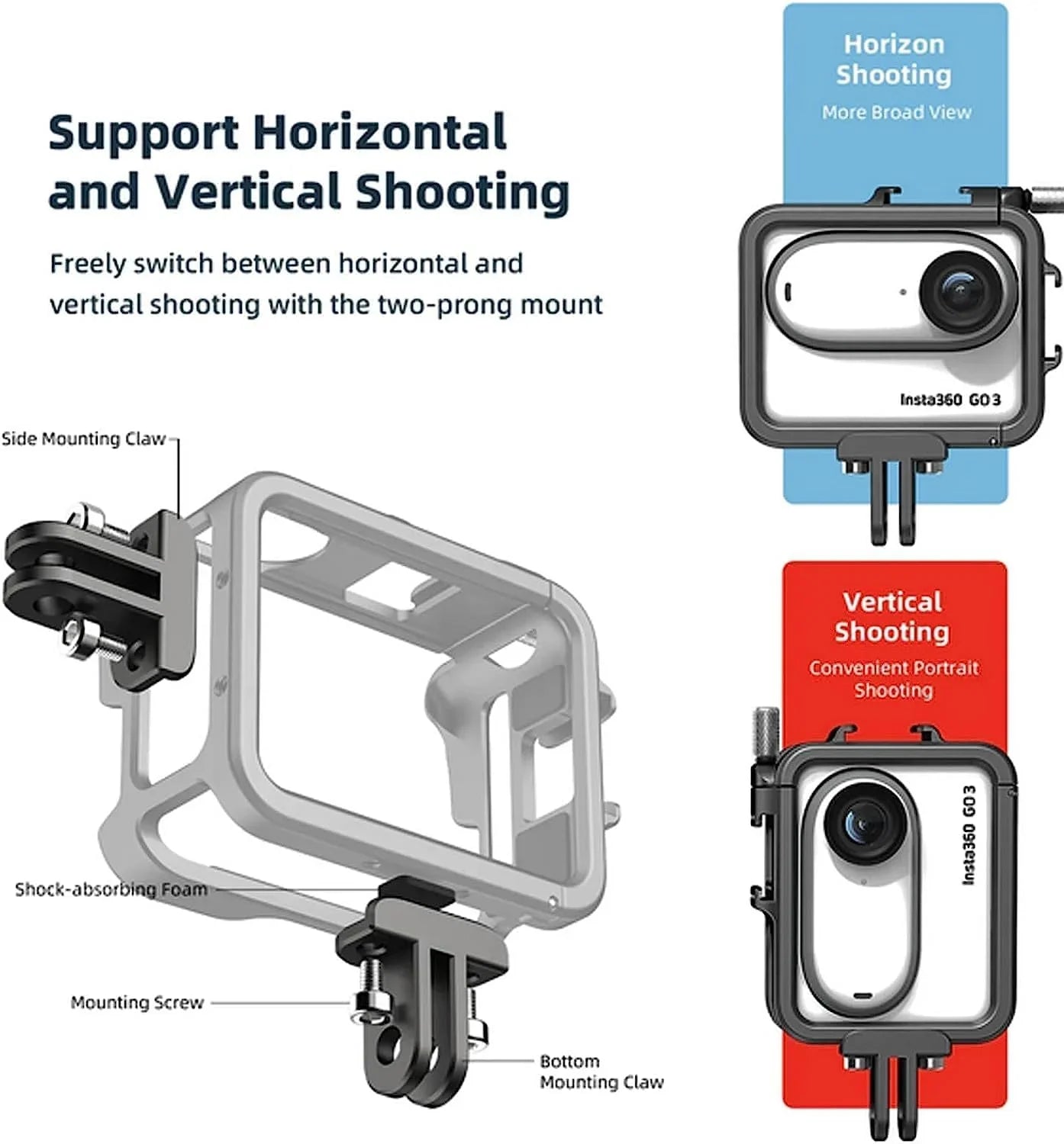 Ferbao Aluminum Alloy Frame Cage Matching with Insta360 GO 3,Metal Protective Housing Camera Case Frame Shell