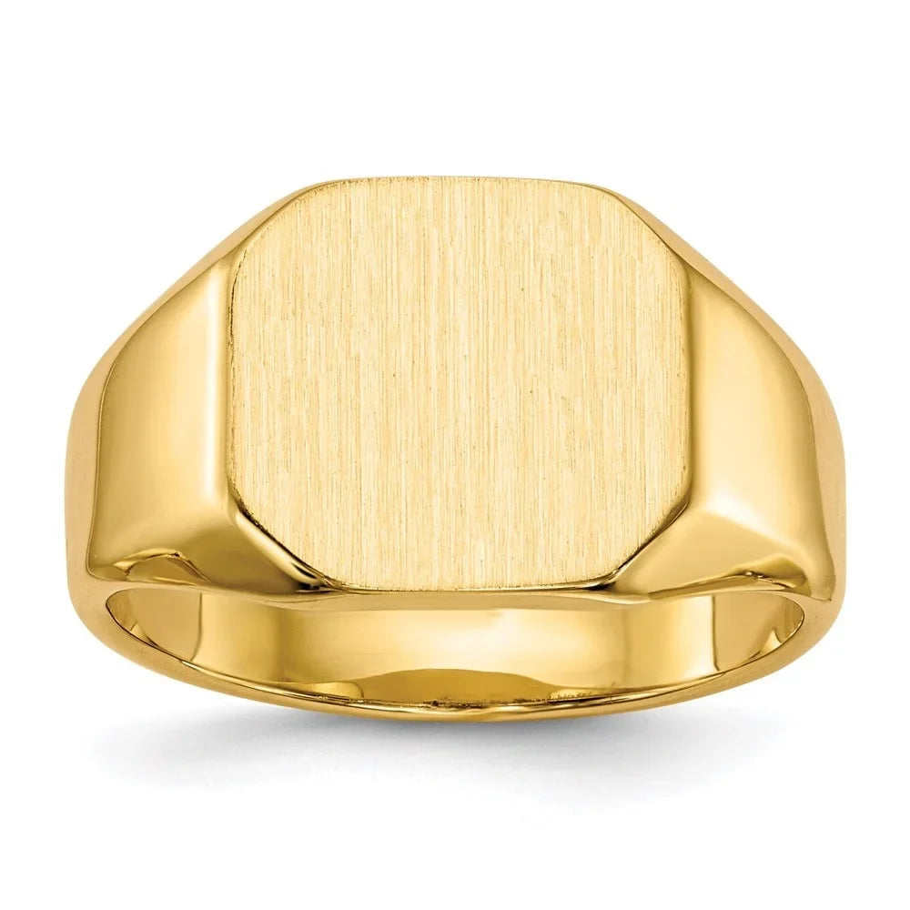Auriga 14K Yellow Gold 12.5x11.0 mm Closed Back Signet Ring for Mens Size 8