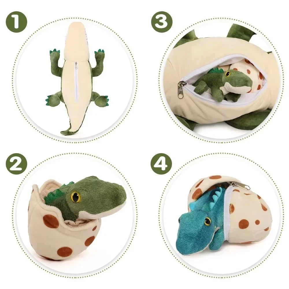 MaoGoLan 24" Alligator Mommy Stuffed Animal with 3 Baby Alligator and 3 Eggs Inside