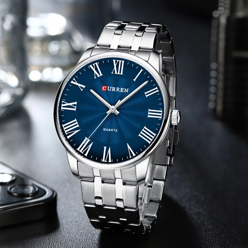 Fashion Brand Quartz Watch Luxury Stainless Steel Men's Watches Simple Dial Quartz Movement Clock CURREN Wristwatch For Man