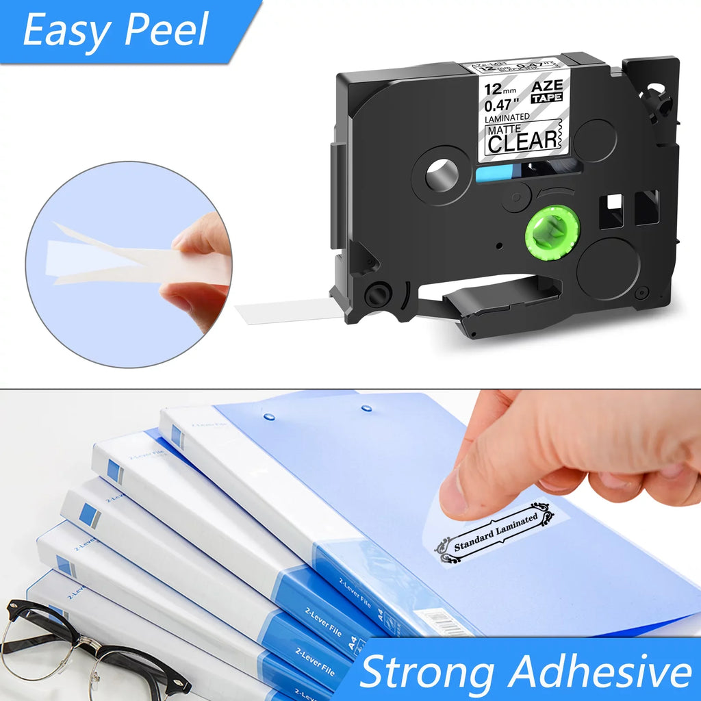 GREENCYCLE 10PK Suitable for Brother P-touch Black on Matte Clear 12mm 0.47" TZe-M31 TZ-M31 TZM31 TZeM31 Laminated Label Tape