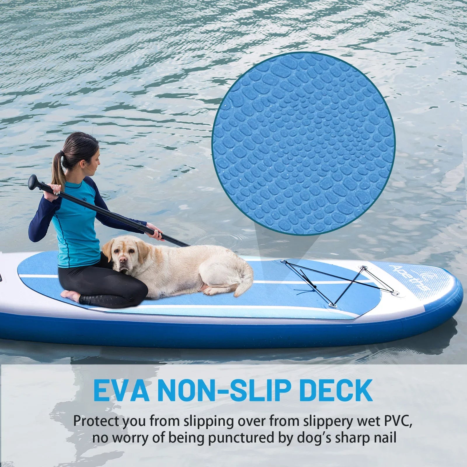 APETHS Inflatable Paddle Board SUP Board 8'7" (6 inch Thick) Stand Up Paddle Board for Adults with Accessories 3 Fins, Adjustable Paddle, Pump & Carrying Backpack