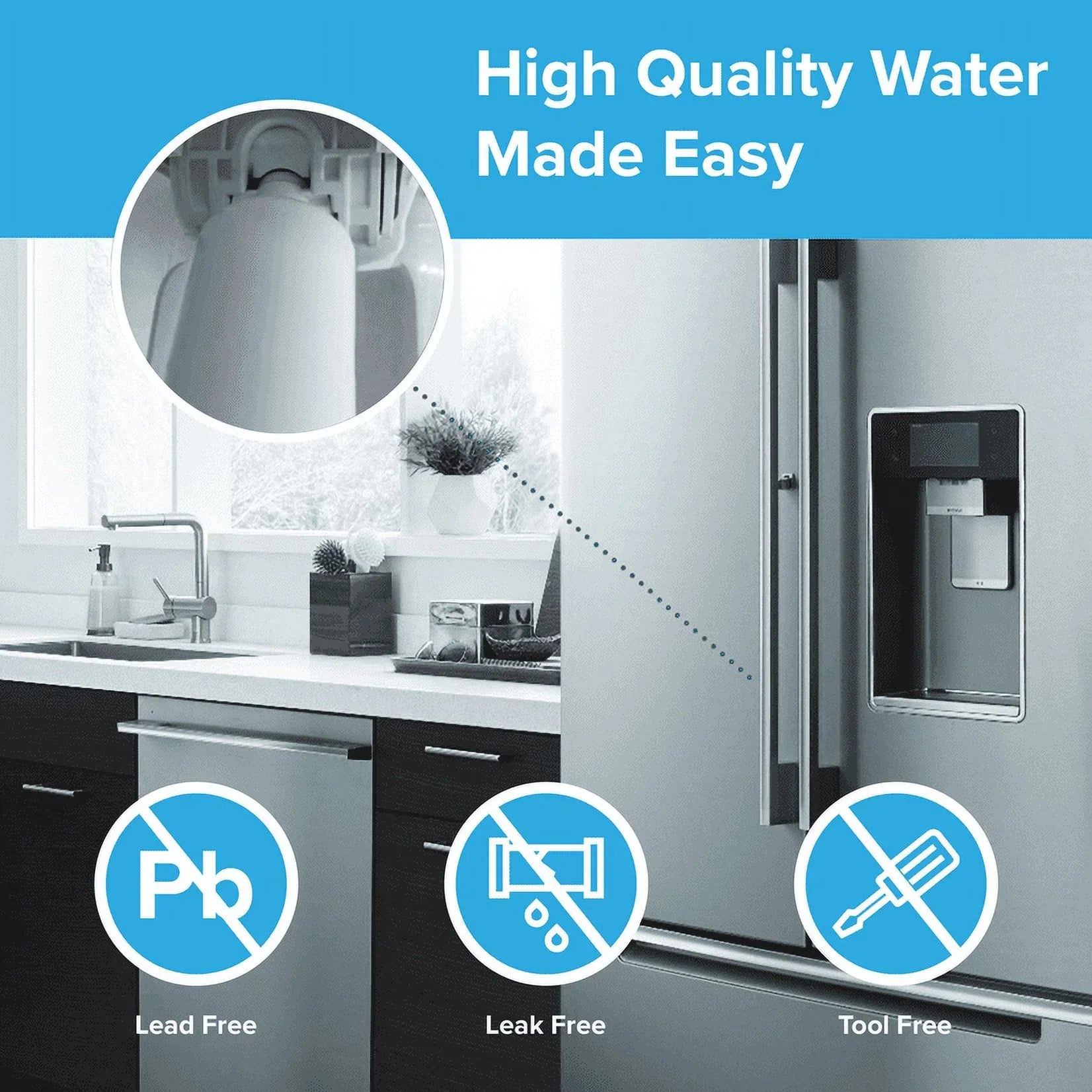 Brio 6046A Refrigerator Water Filter Replacement Suitable With LGLT1000P, LT1000PC, LT1000PCS, LT-1000PC, ADQ74793501