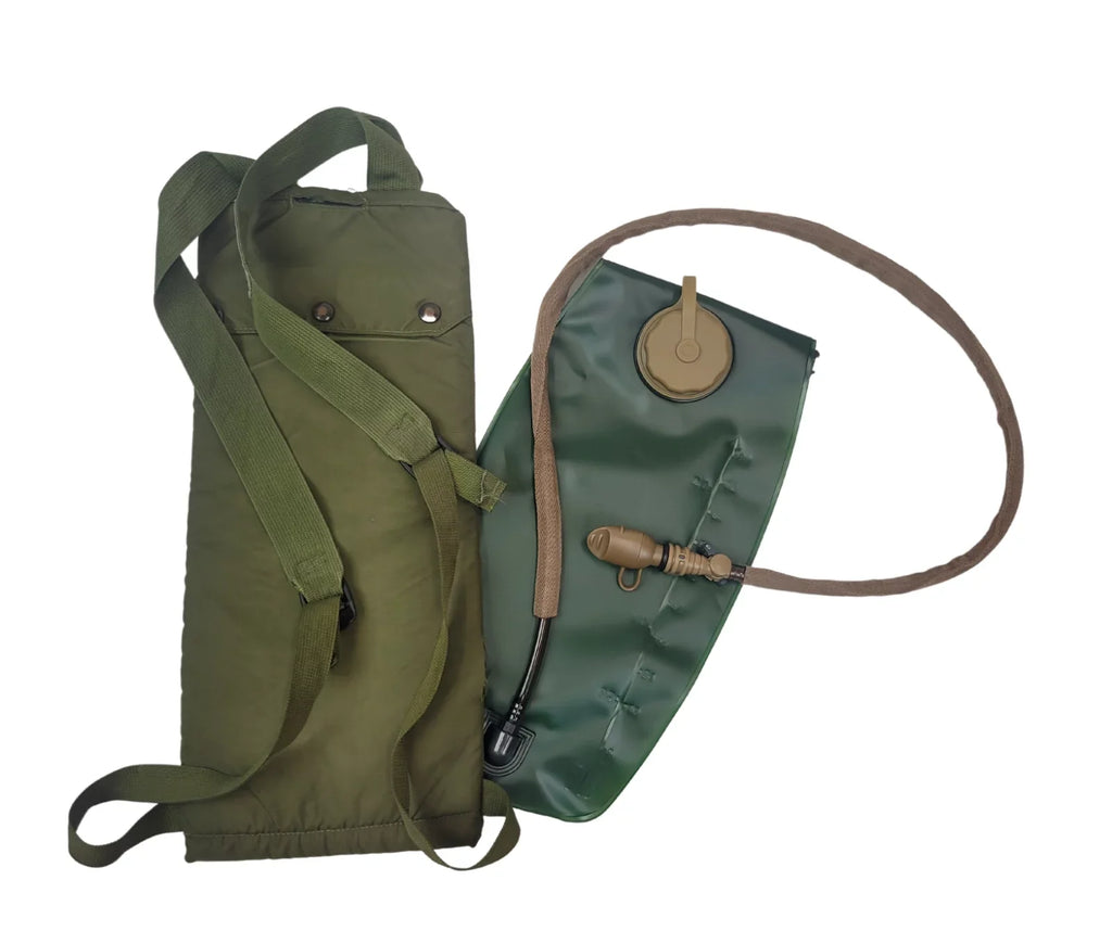 Military Outdoor Clothing Previously Issued 3 Liter OD Hydration System Carrier with never issued import bladder