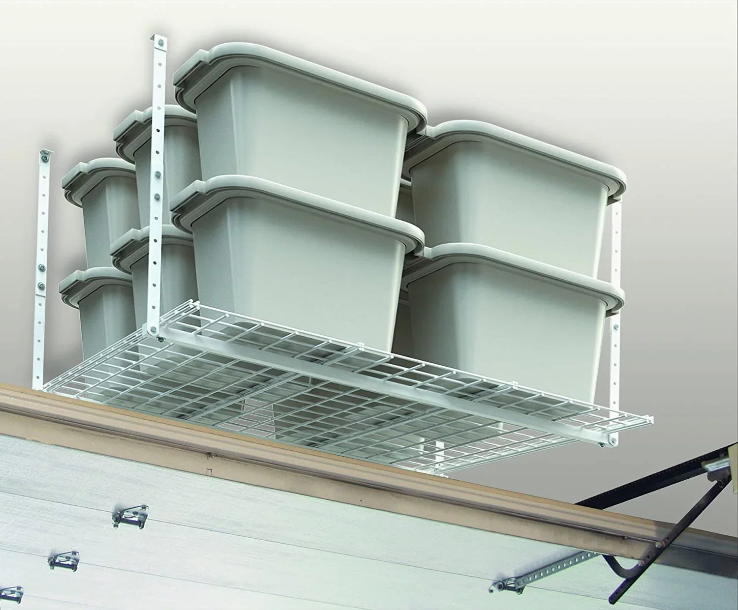 HyLoft 00540 45-Inch by 45-Inch Overhead Storage System Ceiling Mount Garage Organization Rack White