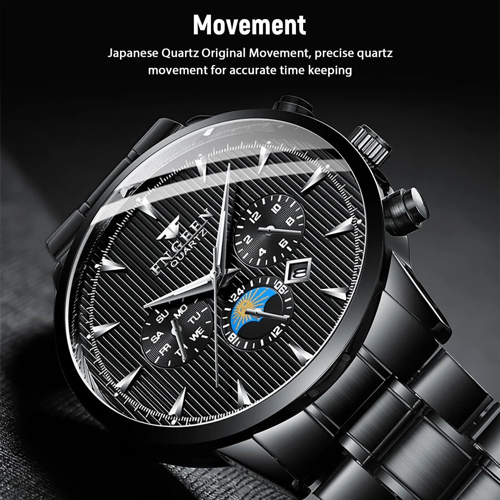 Waterproof Men's Watch Relojes De Hombre Stainless Steel Quartz Classic Luminous