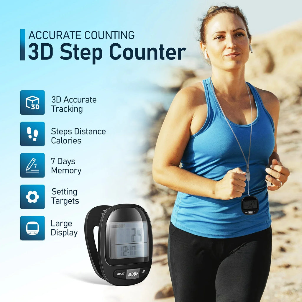 Yueyihe Walking Pedometer Portable Step Tracker Outdoor Pedometer Clip Walking Steps Counter