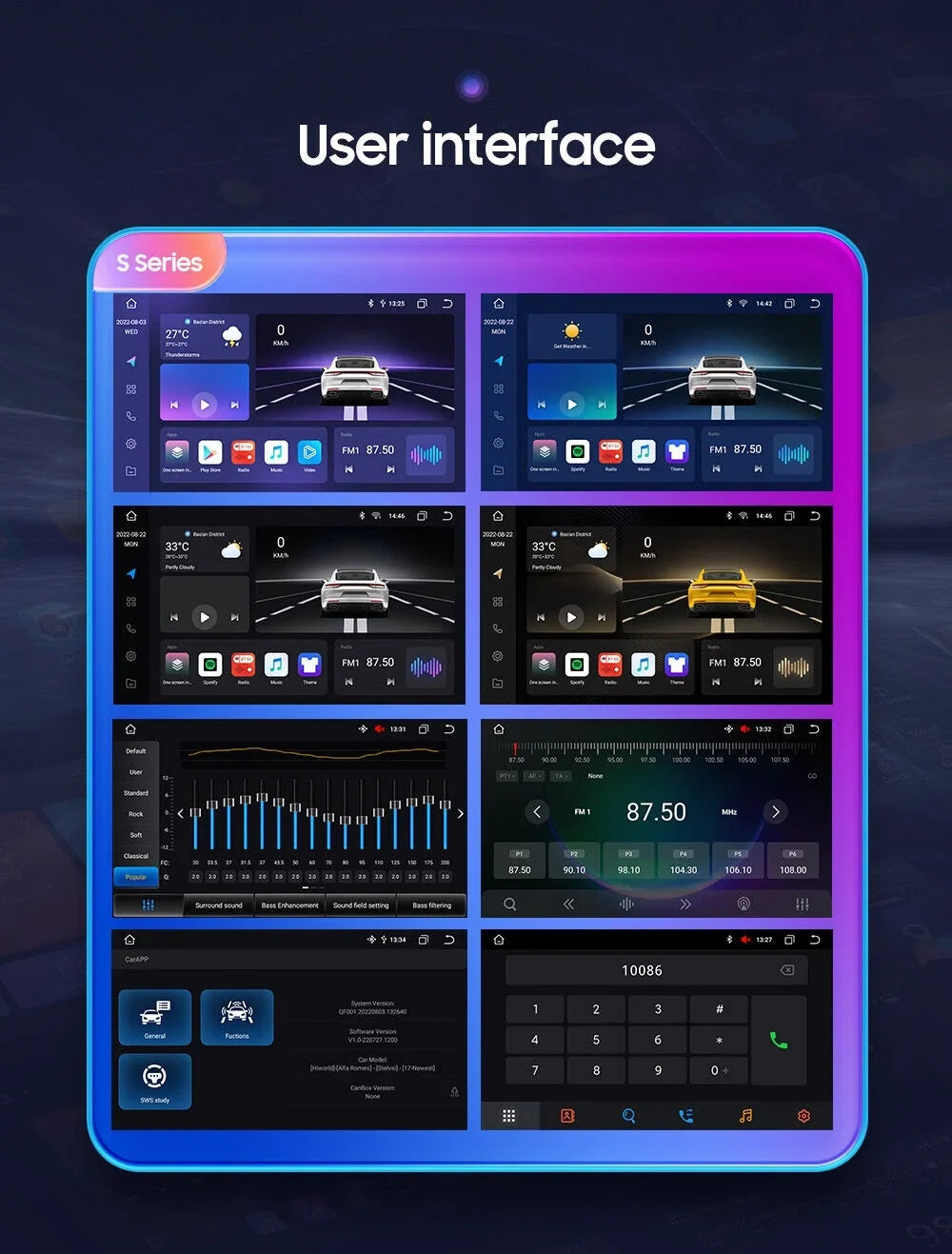 For GMC Yukon Chevy Tahoe Suburban Android 12 Octa Core 4GB RAM Apple Carplay Car Stereo AM FM Radio GPS Environment