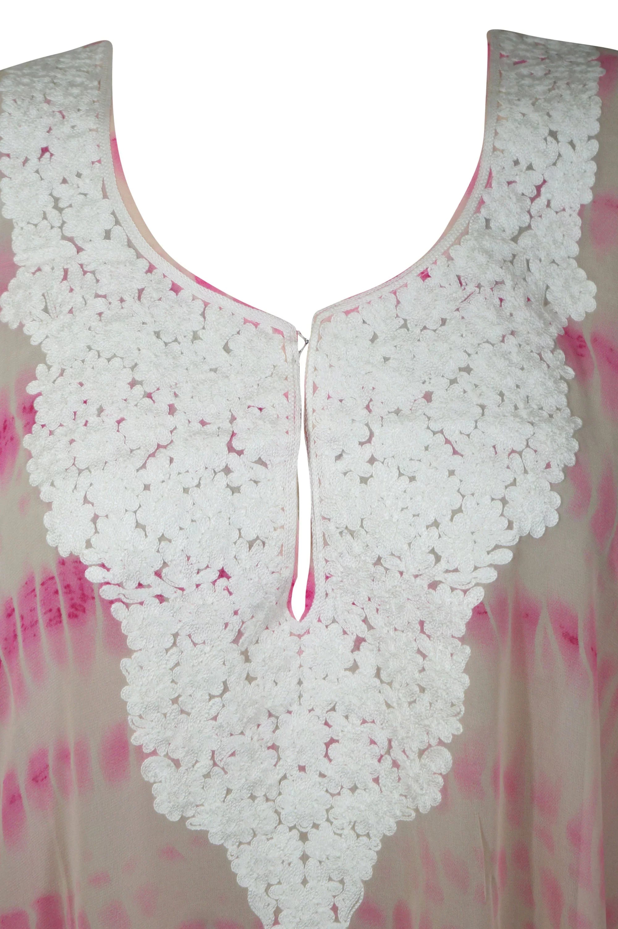 Soft Pink Sheer Kaftan Kimono Maxi Dress , Sexy Beach Wrap Caftan With Embroidery, Cruise Kaftan Travel Dress, One size, L-4XL