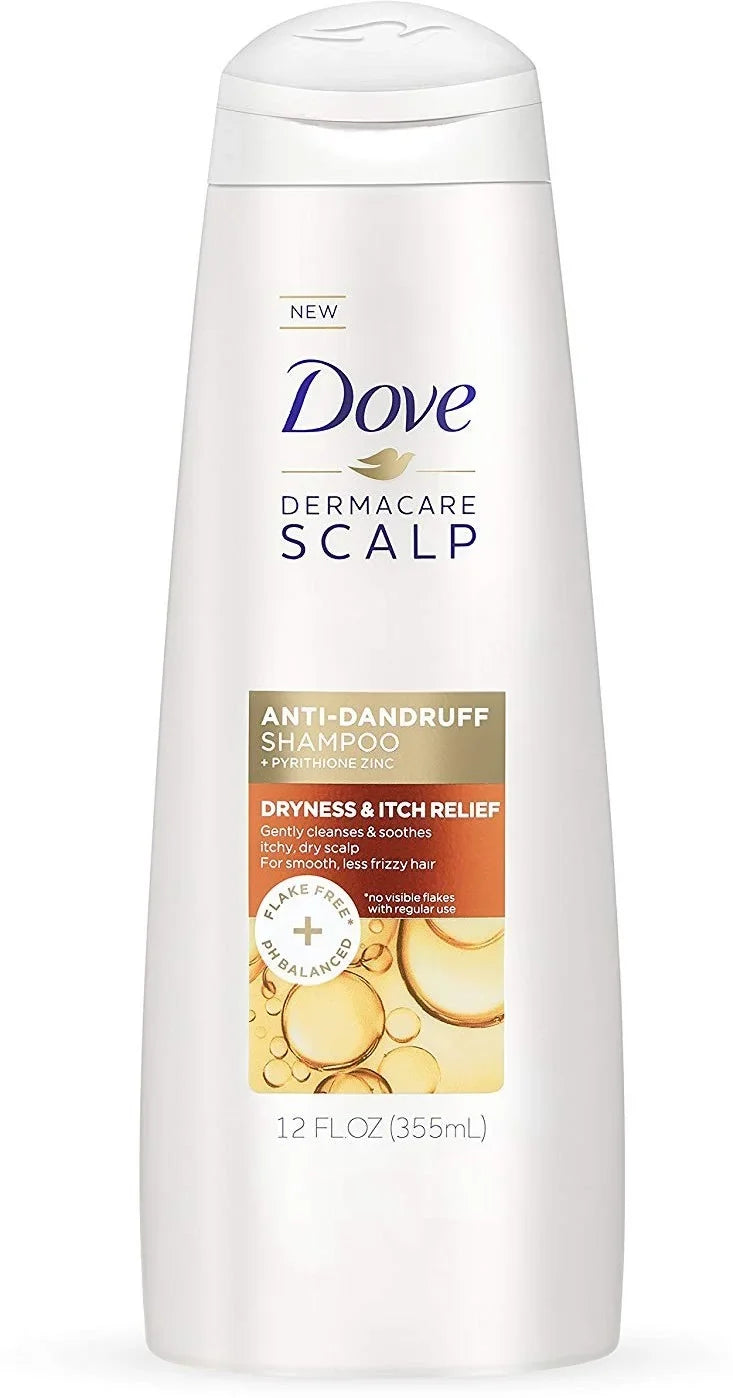 Dove Dermacare Scalp Shampoo, Dryness Itch Relief 12 oz (Pack of 3)