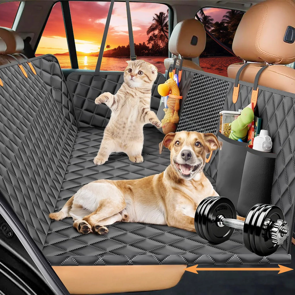 Hard Bottom Dog Car Seat Protection for Back Seat Dog Hammock Non-Slip Waterproof Back Seat Extender for Car Truck, Vehicle SUV, Tesla