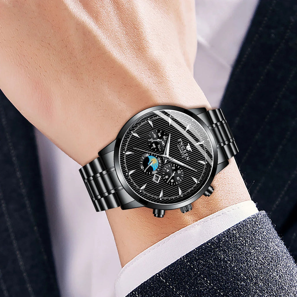 Waterproof Men's Watch Relojes De Hombre Stainless Steel Quartz Classic Luminous