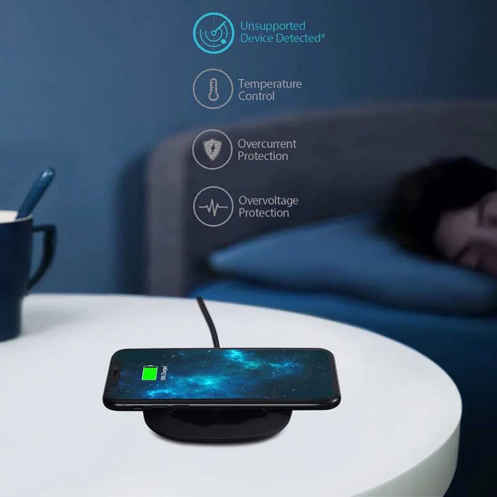 10W Fast Charging Ultra Slim Wireless Charger Pad w 18W Compact Adaptive Fast USB Home Wall AC Charger K3K for Nokia Lumia 1020 - Razer Phone 2 - Samsung Galaxy S9+ S9, S8+ S8 S7 S6 Edge+ Edge