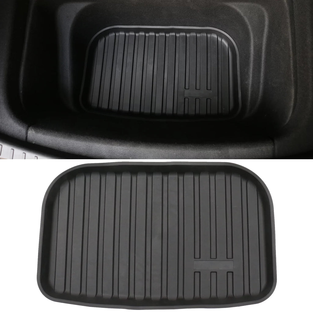 Ikon Motorsports Trunk Mats Cargo Liner Matching with 2020-2023 Tesla Model Y Black Injection TPE All Condition Waterproof Anti-Slip Frunk Trunk Under Cargo Storage Liner Mat Interior Accessories