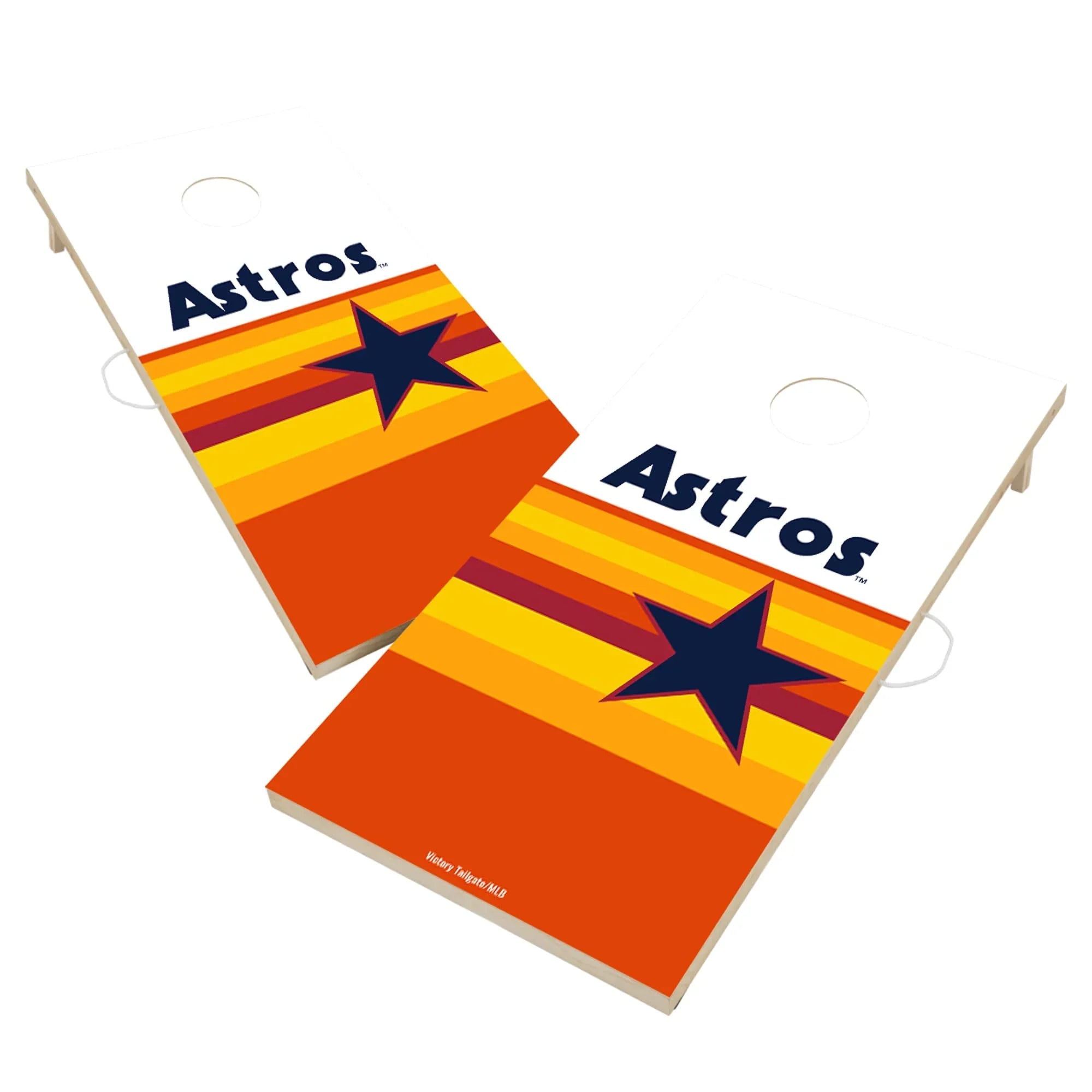 Houston Astros 2' x 4' Tequila Sunrise Design Solid Wood Cornhole Game Set