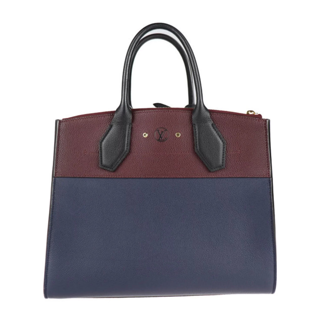 Pre-Owned LOUIS VUITTON Louis Vuitton City Steamer MM Handbag M54260 Leather Marine Raisin Noir 2WAY Shoulder Bag Tote (Good)