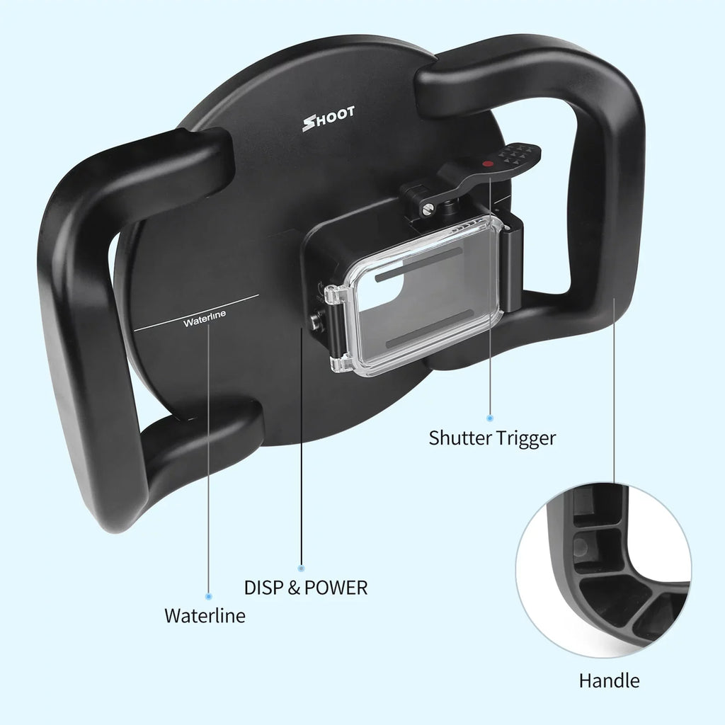 SHOOT XTGP559 Dual Handle Dome Port Case - 45m Waterproof, 180° Wide Angle for Hero 9 Black Hero 10