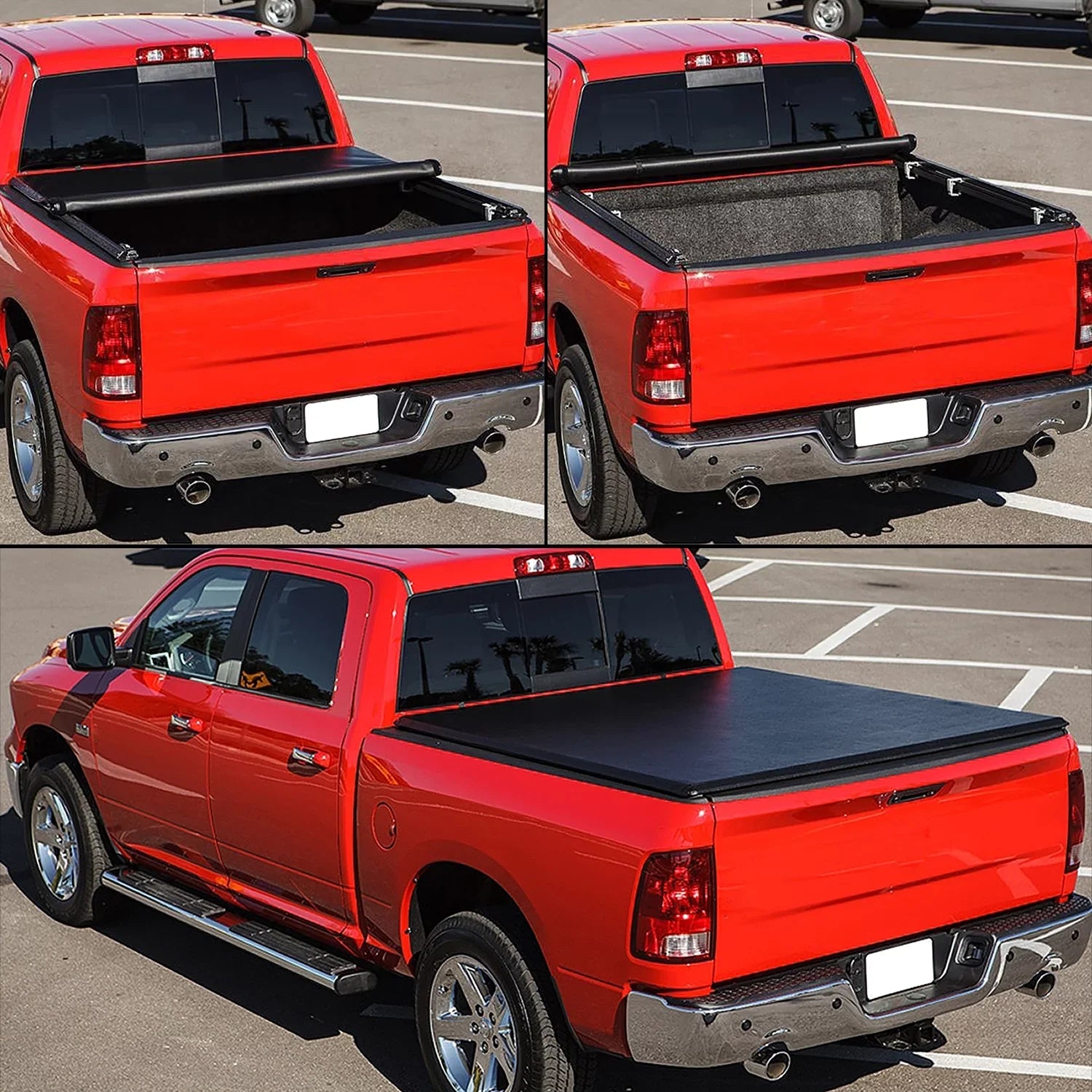 DNA Motoring TTC-RU-090 For 2019 to 2021 Ford Ranger 5Ft Truck Short Bed Matte Black Vinyl Soft Top Roll-up Tonneau Wrap 20
