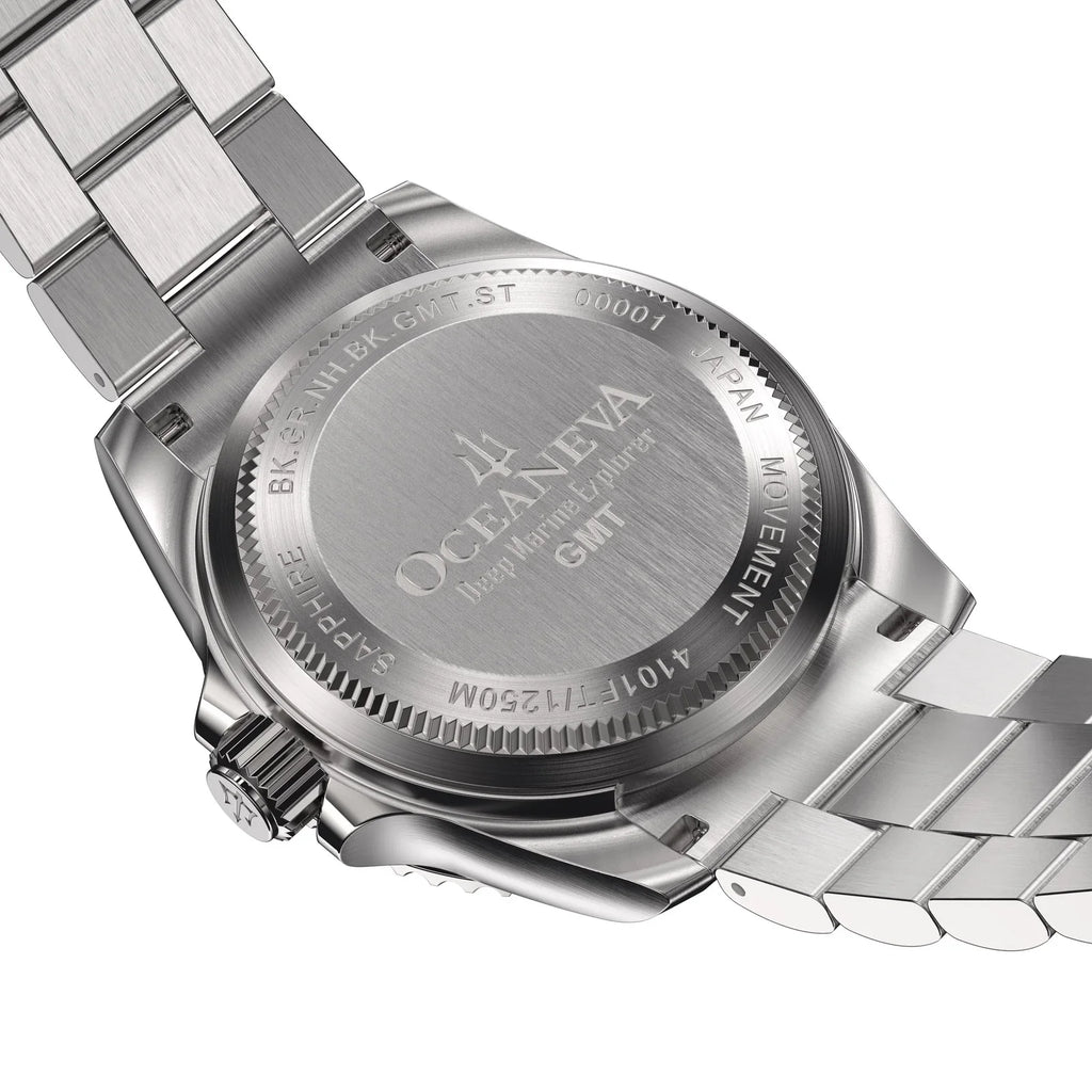 Oceaneva™ GMT Deep Marine Explorer Pro Diver Black Green Bezel Watch - Screw Down with Triple Seal Case Back - 1250M Water Resistance - Japan Automatic Movement Dive Swimming Wrist Watches For Men
